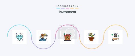 Illustration for Investment Line Filled Flat 5 Icon Pack Including . security. price. protection. investment - Royalty Free Image