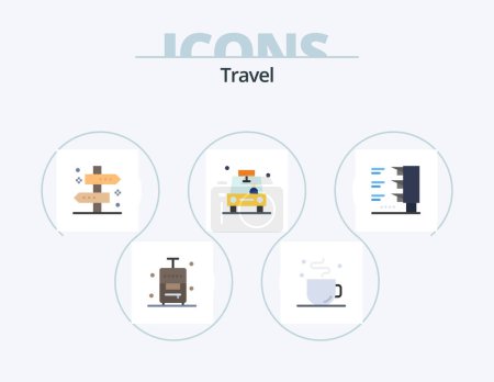 Téléchargez les illustrations : Travel Flat Icon Pack 5 Icon Design. taxi. location. location. gps. way - en licence libre de droit