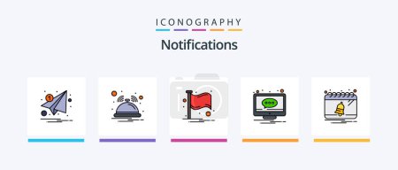Illustration for Notifications Line Filled 5 Icon Pack Including notification. alert. mobile. security. caution. Creative Icons Design - Royalty Free Image