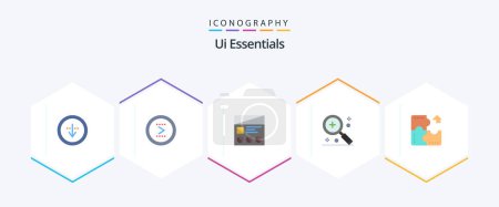 Téléchargez les illustrations : Ui Essentials 25 Flat icon pack including in. add. next. usability. prototype - en licence libre de droit
