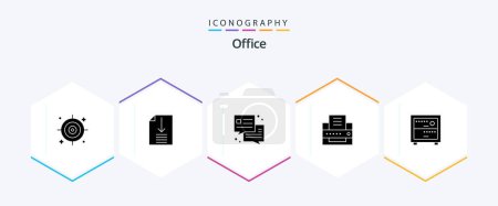 Illustration for Office 25 Glyph icon pack including . . office. work. deck - Royalty Free Image