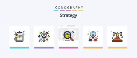 Téléchargez les illustrations : Strategy Line Filled 5 Icon Pack Including email. settings. team. network. gear. Creative Icons Design - en licence libre de droit
