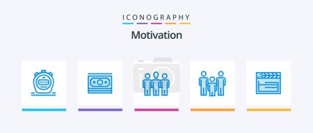 Illustration for Motivation Blue 5 Icon Pack Including movie. health. coach. kids. family. Creative Icons Design - Royalty Free Image