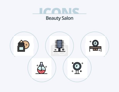 Illustration for Beauty Salon Line Filled Icon Pack 5 Icon Design. makeup. cosmetics. hairdressing. beauty. close - Royalty Free Image