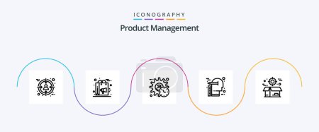 Téléchargez les illustrations : Product Management Line 5 Icon Pack Including scale. idea. campaign. creative. product - en licence libre de droit