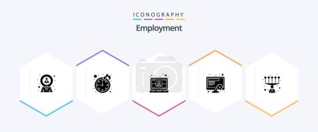 Illustration for Employment 25 Glyph icon pack including personal skills. work. computer. time. user - Royalty Free Image