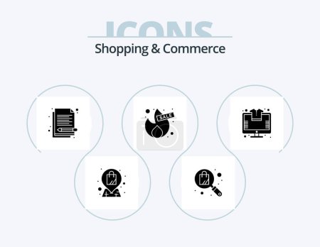 Illustration for Shopping And Commerce Glyph Icon Pack 5 Icon Design. shopping. sale. memo. offer. fire - Royalty Free Image