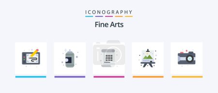 Téléchargez les illustrations : Fine Arts Flat 5 Icon Pack Including art. arts. paint. art. paint. Creative Icons Design - en licence libre de droit