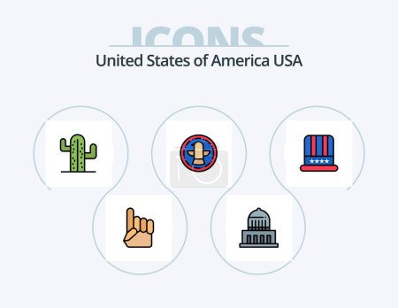 Téléchargez les illustrations : Usa Line Filled Icon Pack 5 Icon Design. american. shose. christmas. symbol. american - en licence libre de droit