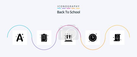 Illustration for Back To School Glyph 5 Icon Pack Including certificate. timer. school. time. clock - Royalty Free Image
