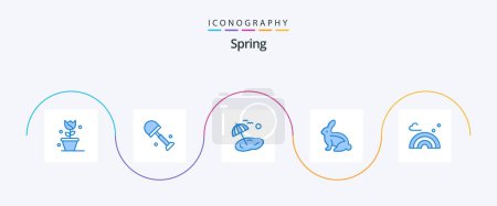 Ilustración de Spring Blue 5 Icon Pack Including rainbow. rabbit. beach. easter bunny. bunny - Imagen libre de derechos