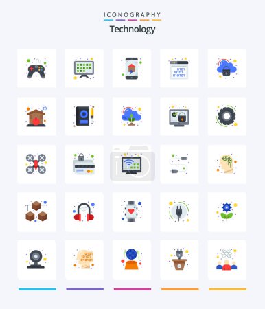 Illustration for Creative Technology 25 Flat icon pack  Such As cloud. seo. home automation. interface. binary - Royalty Free Image