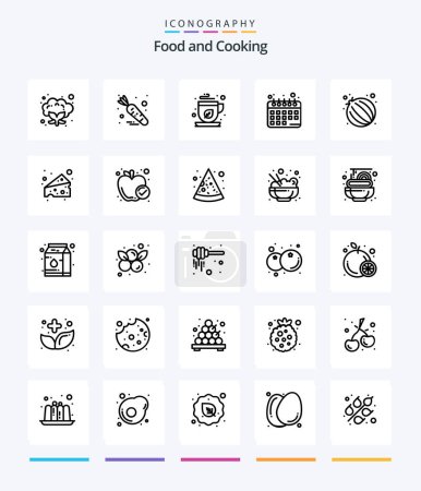 Téléchargez les illustrations : Creative Food 25 OutLine icon pack  Such As food. vegetable. mocha. onion. plans - en licence libre de droit