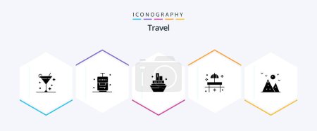 Illustration for Travel 25 Glyph icon pack including hill. table. cruise. sunshade. park - Royalty Free Image