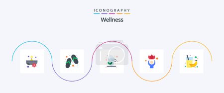 Ilustración de Wellness Flat 5 Icon Pack Including fruit. banana. green tea. wellness. healthy - Imagen libre de derechos