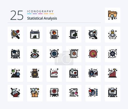 Ilustración de Statistical Analysis 25 Line Filled icon pack including graph analysis. statistical. customization. graph. chart - Imagen libre de derechos