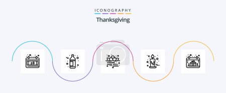 Téléchargez les illustrations : Thanksgiving Line 5 Icon Pack Including hand. calendar. message. red. decoration - en licence libre de droit