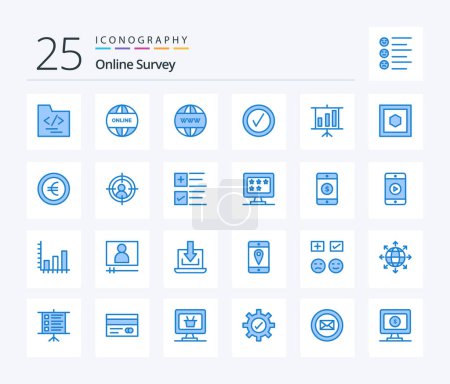 Ilustración de Online Survey 25 Blue Color icon pack including hexagon. chart. online. business. good - Imagen libre de derechos