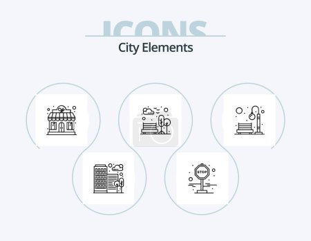Illustration for City Elements Line Icon Pack 5 Icon Design. . balloon. suburban. air. phone - Royalty Free Image