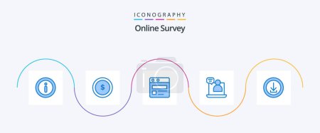 Ilustración de Online Survey Blue 5 Icon Pack Including store. business. web. apps. conversation - Imagen libre de derechos