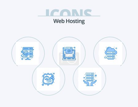 Illustration for Web Hosting Blue Icon Pack 5 Icon Design. internet. database. hosting. online. hosting - Royalty Free Image
