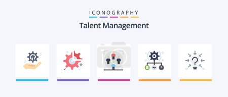 Téléchargez les illustrations : Talent Management Flat 5 Icon Pack Including user. task. break. family. group. Creative Icons Design - en licence libre de droit