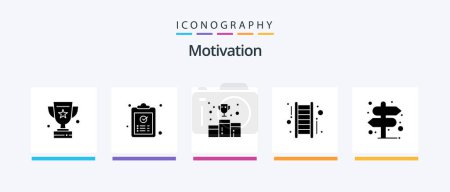 Ilustración de Motivation Glyph 5 Icon Pack Including success. up. task. stair. medal. Creative Icons Design - Imagen libre de derechos