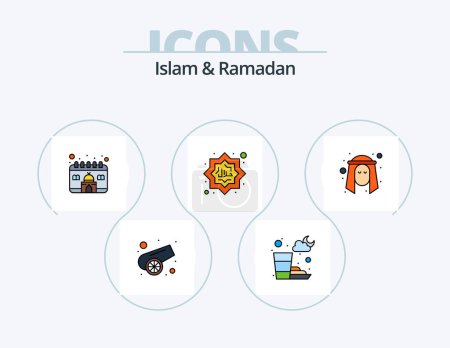 Illustration for Islam And Ramadan Line Filled Icon Pack 5 Icon Design. ramadan. fasting. ribbon. drinking. muslim - Royalty Free Image