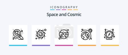Téléchargez les illustrations : Space Line 5 Icon Pack Including . spaceship. balloon. space. space car. Creative Icons Design - en licence libre de droit