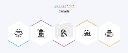 Ilustración de Canada 25 Line icon pack including . sport. honey. equipment. bowls - Imagen libre de derechos