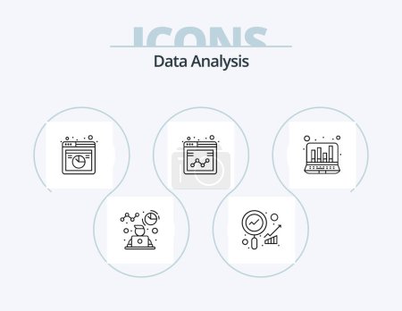 Ilustración de Data Analysis Line Icon Pack 5 Icon Design. seo. monitoring. graph. data. graph - Imagen libre de derechos