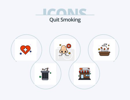 Illustration for Quit Smoking Line Filled Icon Pack 5 Icon Design. cigarette. smoking patient. smoking. schedule. calendar - Royalty Free Image