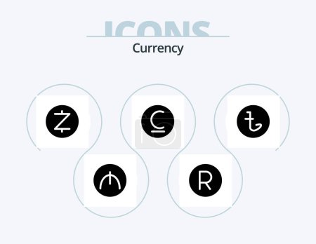 Ilustración de Currency Glyph Icon Pack 5 Icon Design. levbrazil. kyrgyzstan . zar. bulgarian . cryptocurrency - Imagen libre de derechos