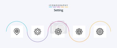 Ilustración de Setting Line 5 Icon Pack Including . setting. wheel - Imagen libre de derechos