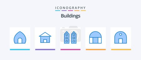 Illustration for Buildings Blue 5 Icon Pack Including islamic building. building. house. store. shop front. Creative Icons Design - Royalty Free Image