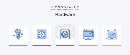 Téléchargez les illustrations : Hardware Blue 5 Icon Pack Including . hardware. cooler. computer. monitor. Creative Icons Design - en licence libre de droit