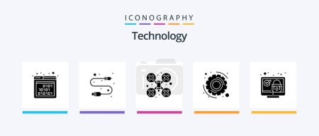 Illustration for Technology Glyph 5 Icon Pack Including system. lock. cam. settings. gear. Creative Icons Design - Royalty Free Image
