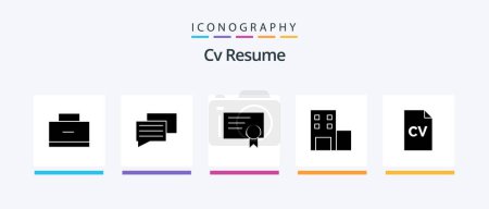 Illustration for Cv Resume Glyph 5 Icon Pack Including . school . message. education . education. Creative Icons Design - Royalty Free Image