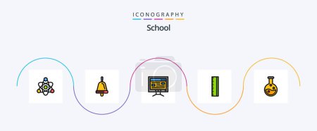 Illustration for School Line Filled Flat 5 Icon Pack Including . laboratory. study. lab. school - Royalty Free Image