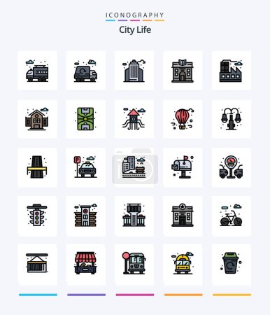Illustration for Creative City Life 25 Line FIlled icon pack  Such As city. life. life. city. life - Royalty Free Image
