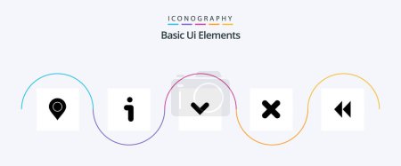 Téléchargez les illustrations : Basic Ui Elements Glyph 5 Icon Pack Including media. cross. arrow. close. delete - en licence libre de droit