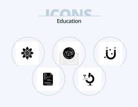 Téléchargez les illustrations : Education Glyph Icon Pack 5 Icon Design. . science. education. magnet. graduation - en licence libre de droit