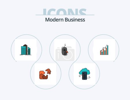 Ilustración de Modern Business Line Filled Icon Pack 5 Icon Design. event. business. analytics. calendar. statistics - Imagen libre de derechos
