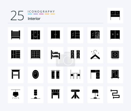 Illustration for Interior 25 Solid Glyph icon pack including draw. bunk. furniture. bed. cabinet - Royalty Free Image