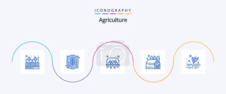 Téléchargez les illustrations : Agriculture Blue 5 Icon Pack Including farming. agriculture. agriculture. storehouse. agriculture - en licence libre de droit