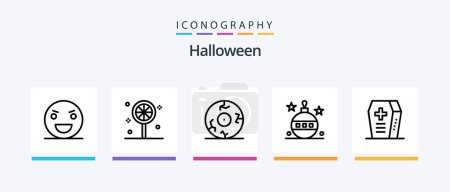 Téléchargez les illustrations : Halloween Line 5 Icon Pack Including holidays. globe. holiday. easter. sweet icon. Creative Icons Design - en licence libre de droit