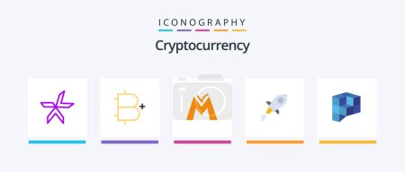 Téléchargez les illustrations : Cryptocurrency Flat 5 Icon Pack Including peer plays. crypto currency. plus. coin. crypto currency. Creative Icons Design - en licence libre de droit