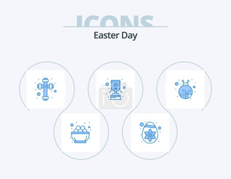 Illustration for Easter Blue Icon Pack 5 Icon Design. beetle. insect. celebration. christian cross. goblet - Royalty Free Image