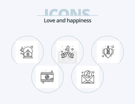 Téléchargez les illustrations : Love Line Icon Pack 5 Icon Design. coffee. mobile phone. bird. love. chat - en licence libre de droit