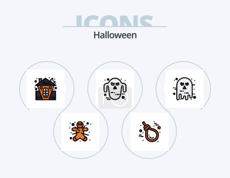 Téléchargez les illustrations : Halloween Line Filled Icon Pack 5 Icon Design. halloween. board. halloween. religion. christ - en licence libre de droit